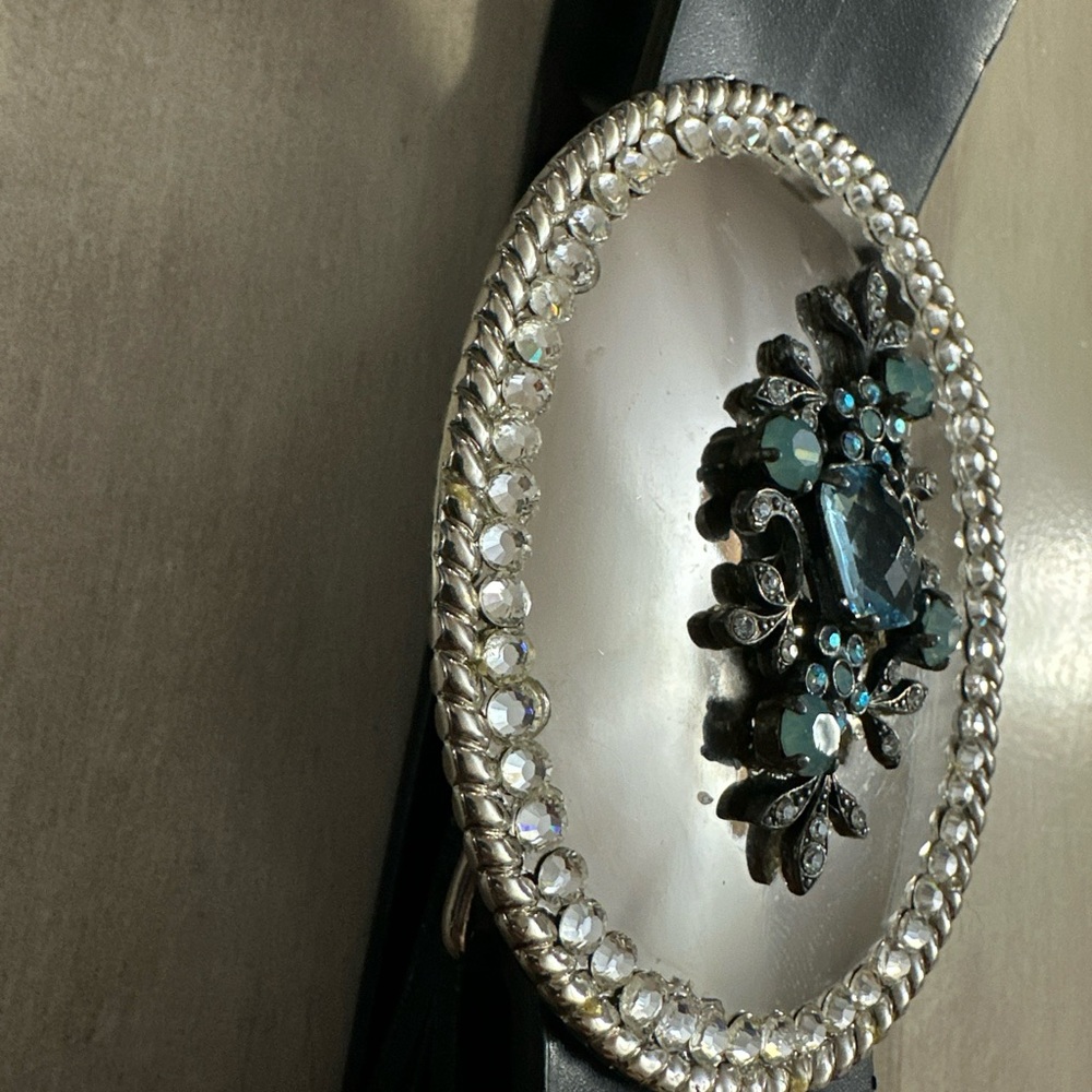 Silver Blue Rhinestone Belt Buckle - Picture 4 of 6